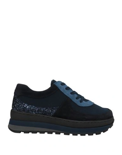 Daniele Ancarani Woman Sneakers Midnight Blue Size 10 Textile Fibers, Leather In Blue