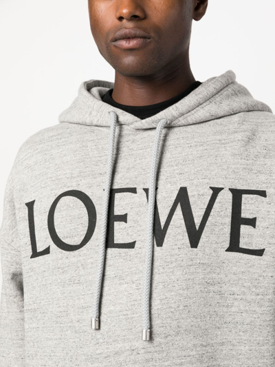 Shop Loewe Logo Oversized Cotton Hoodie In Grey