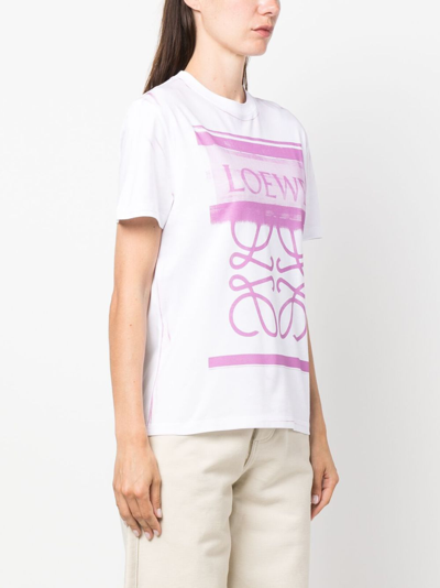 Shop Loewe Anagram Print Cotton T-shirt In Pink