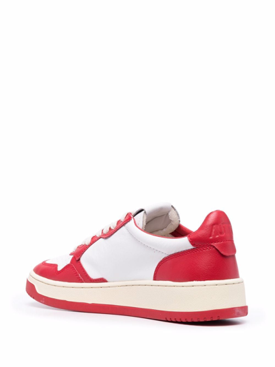 Shop Autry Medialist Low Leather Sneakers In Red