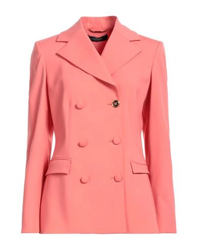 Versace Woman Suit Jacket Coral Size 8 Virgin Wool, Elastane In Red