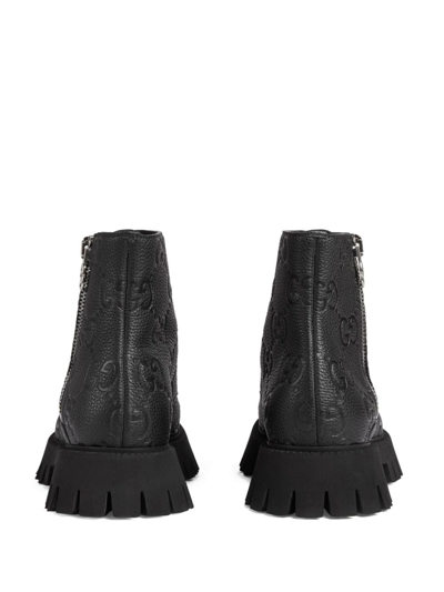 Shop Gucci Gg Leather Boots In Schwarz