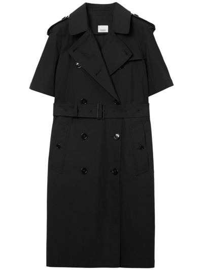 Shop Burberry Short-sleeved Belted Trenchcoat Dress In Schwarz