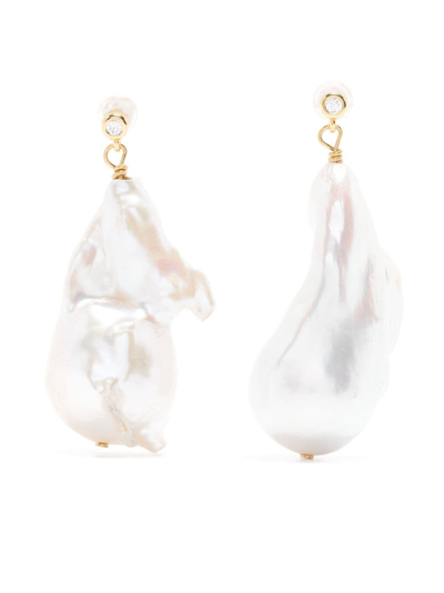 Shop Anni Lu Baroque-pearl Drop Earrings In Gold