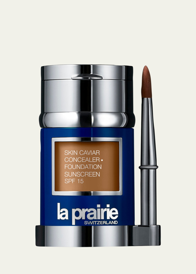 Shop La Prairie Skin Caviar Concealer + Foundation Spf 15, 1 Oz. In Satin Nude