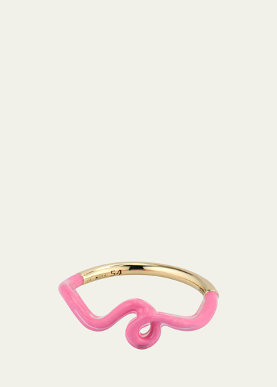 Shop Bea Bongiasca Wow Mini Mono Ring With Bubblegum Pink Enamel In Multi