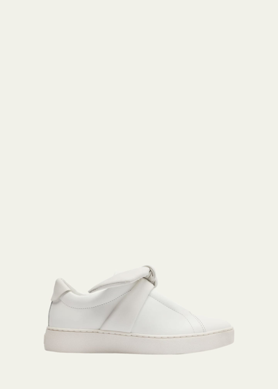 Shop Alexandre Birman Clarita Leather Bow Slip-on Sneakers In White