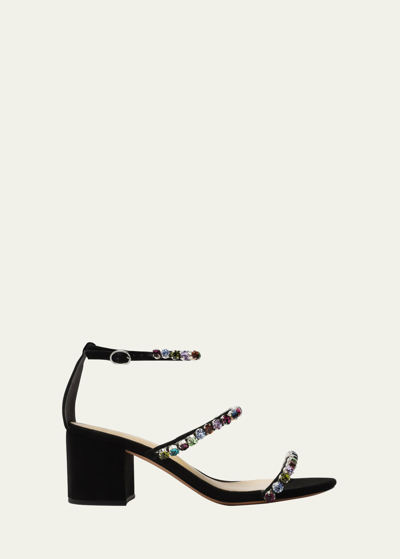 Shop Alexandre Birman Alexa Multicolored Jewel Ankle-strap Sandals In Black