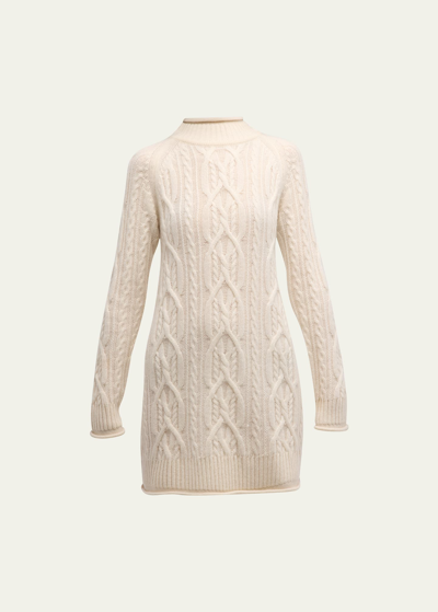 Shop Loulou Studio Layo Cashmere Cable-knit Sweater Dress In Ivory