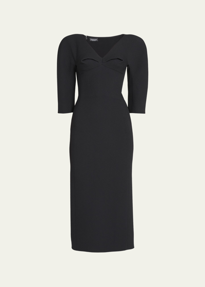 Shop Versace Enver Satin Cocktail Dress In Black