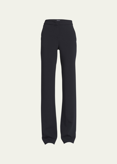 Shop Giorgio Armani Straight-leg Pants In Solid Black