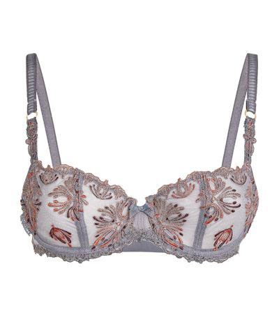 Shop Chantelle Champs Elysees Embroidered Balconette Bra In Grey
