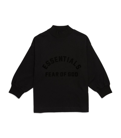 Shop Essentials Fear Of God  Kids Cotton Logo T-shirt (2-16 Years) In Black