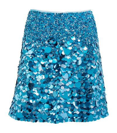 Shop Aje Sequinned Cherie Mini Skirt In Blue