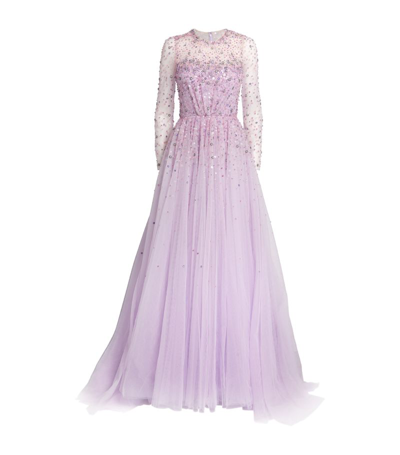 Shop Jenny Packham Embellished Constantine Gown In Purple