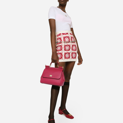 Dolce & Gabbana Premium Black Tote Bag For Women In Fuchsia