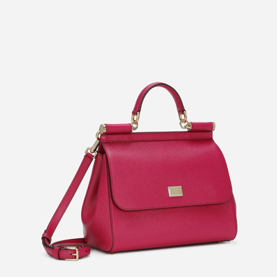 Dolce & Gabbana Premium Black Tote Bag For Women In Fuchsia