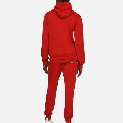 Shop Dolce & Gabbana Jersey Jogging Pants With Branded Tag In Red