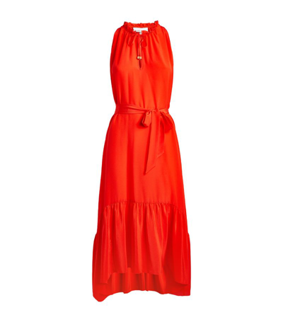 Shop Heidi Klein Silk Tiered Midi Dress In Red