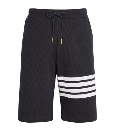 Shop Thom Browne Cotton Waffle-knit Shorts In Navy