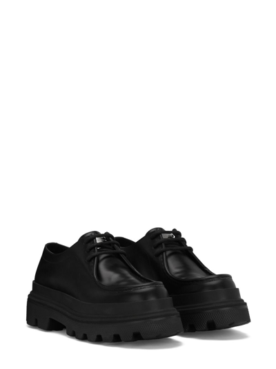 Dolce & Gabbana Platform Leather Derby Shoes In Black