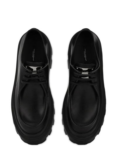 Dolce & Gabbana Platform Leather Derby Shoes In Black