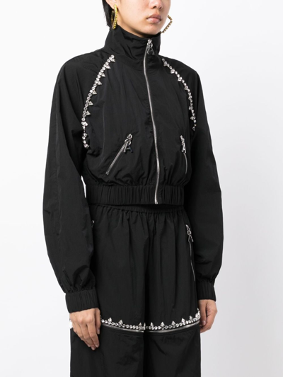 Shop Area Crystal-embellished Zip-up Jacket In Black