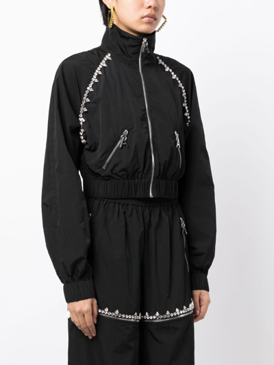 Area Crystal Trim Track Jacket In Black