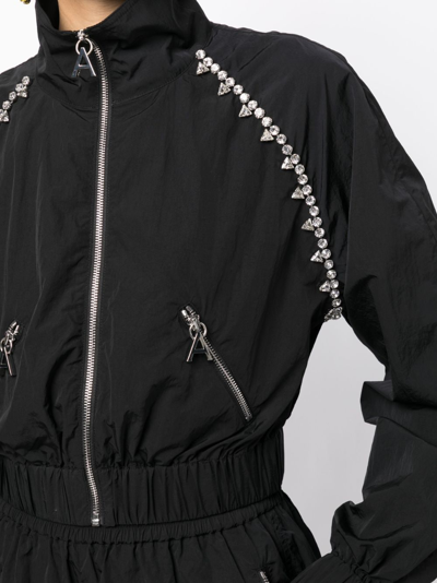 Shop Area Crystal-embellished Zip-up Jacket In Black