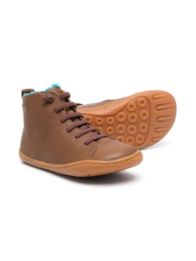 Camper Lace-up Leather Boots In Brown