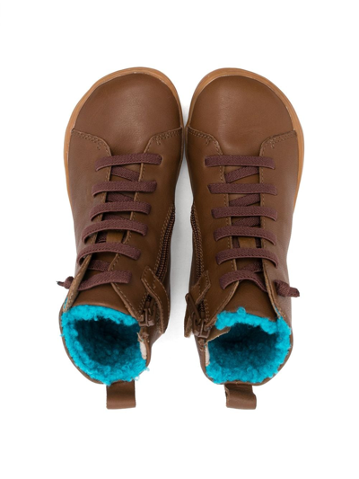 Camper Lace-up Leather Boots In Brown