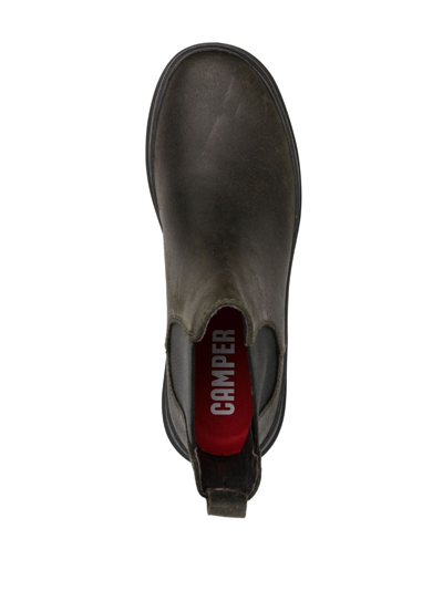 Camper Brutus Trek Leather Ankle Boots In Green