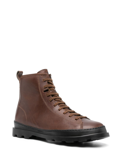 Shop Camper Brutus Leather Boots In Brown