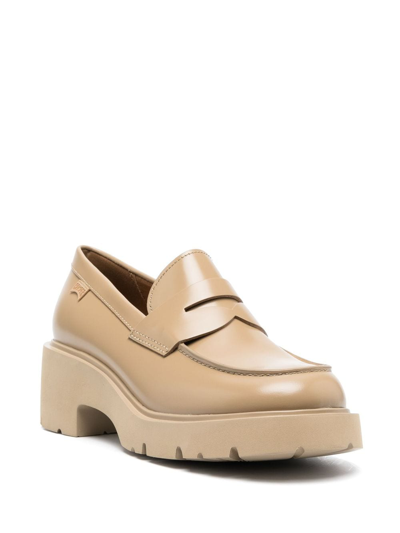 Shop Camper Milah 55mm Penny-slot Loafers In Neutrals