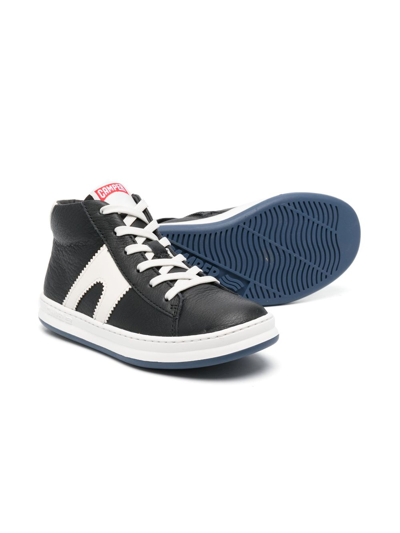Shop Camper Logo-patch Leather Sneakers In Black