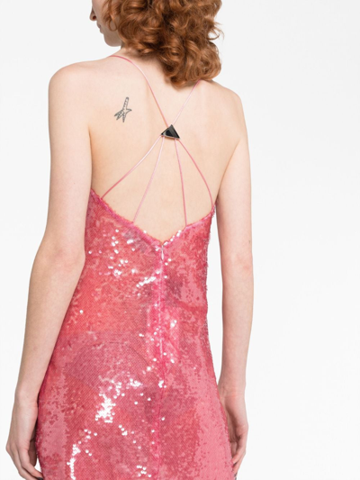 Shop Attico Sequinned Sleeveless Minidress In Pink