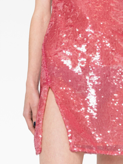 Attico Sequinned Sleeveless Minidress In Pink
