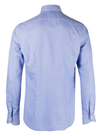 Xacus Long-sleeve Cotton Shirt In Blue