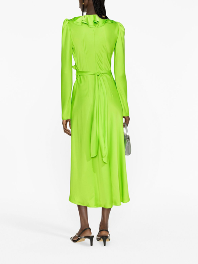 Shop Philosophy Di Lorenzo Serafini Ruffle-detailing Long-sleeve Dress In Green