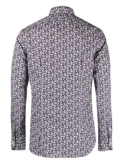 Xacus Floral-print Cotton Shirt In Red