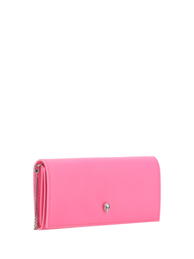 Shop Alexander Mcqueen Shoulder Wallet In Fluo Pink
