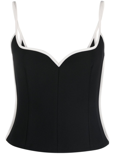 Shop Paris Georgia Heart Singlet Contrast-trim Top - Women's - Polyester/triacetate In Black
