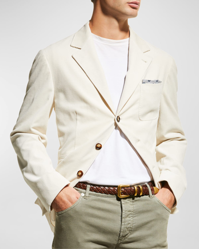 Shop Brunello Cucinelli Men's Cotton-cashmere Corduroy Sport Jacket In Latte