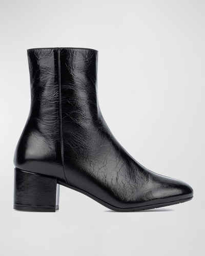 Shop Aquatalia Leonora Leather Zip Ankle Boots In Black