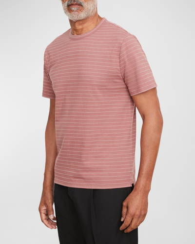 Shop Vince Men's Garment-dyed Fleck Stripe T-shirt In Washed Mulled Win