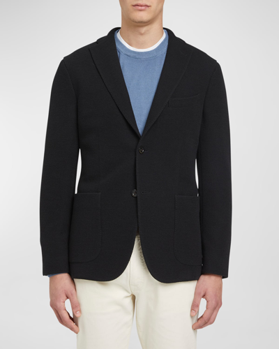 Shop Boglioli Men's Solid Knit Blazer In Black-0990