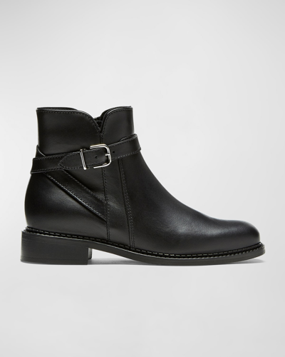 Shop La Canadienne Sarah Leather Buckle Ankle Boots In Black
