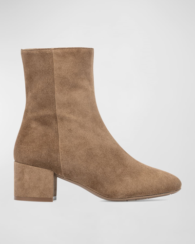 Shop Aquatalia Leonora Suede Zip Ankle Boots In Champagne