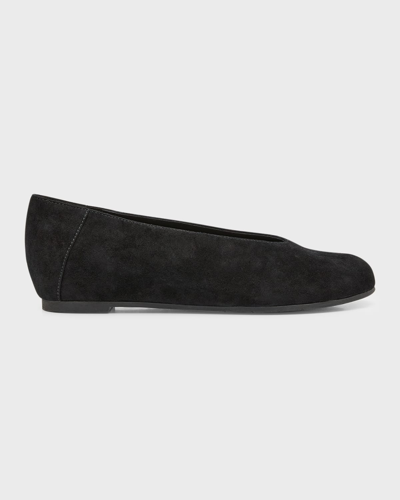 Shop Eileen Fisher Una 2 Suede Ballerina Flats In Black