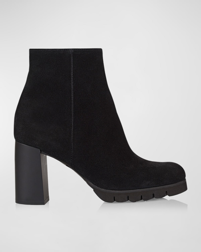 Shop La Canadienne Melinda Suede Block-heel Booties In Black